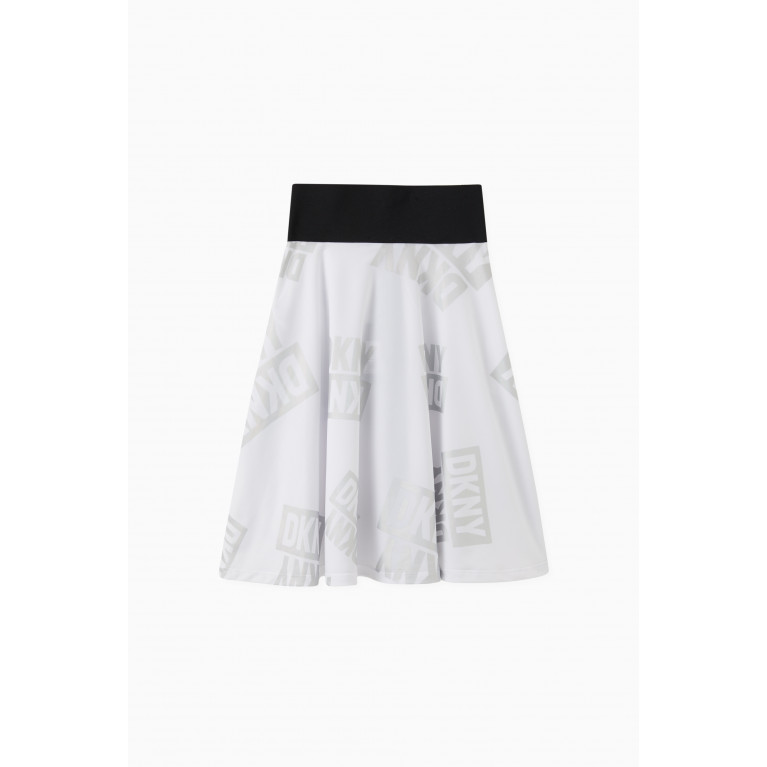 DKNY - Metallic-logo print Zipped Midi Skirt