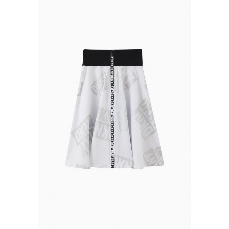 DKNY - Metallic-logo print Zipped Midi Skirt