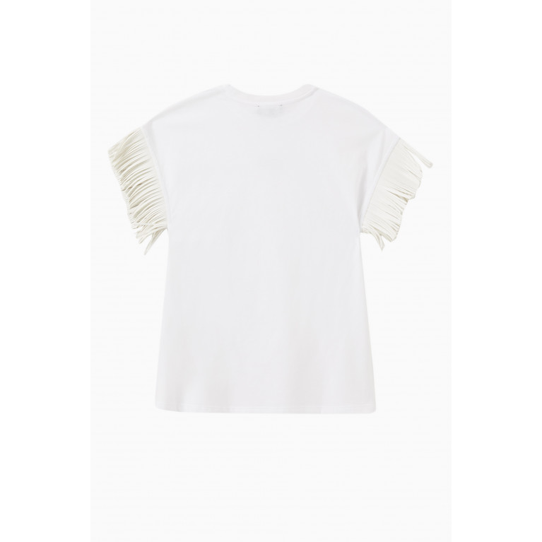 DKNY - Logo-print Fringed Dress in Cotton-jersey White