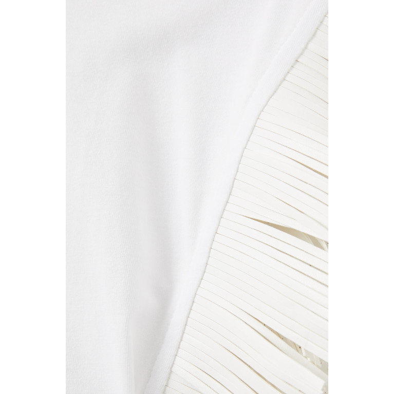 DKNY - Logo-print Fringed Dress in Cotton-jersey White