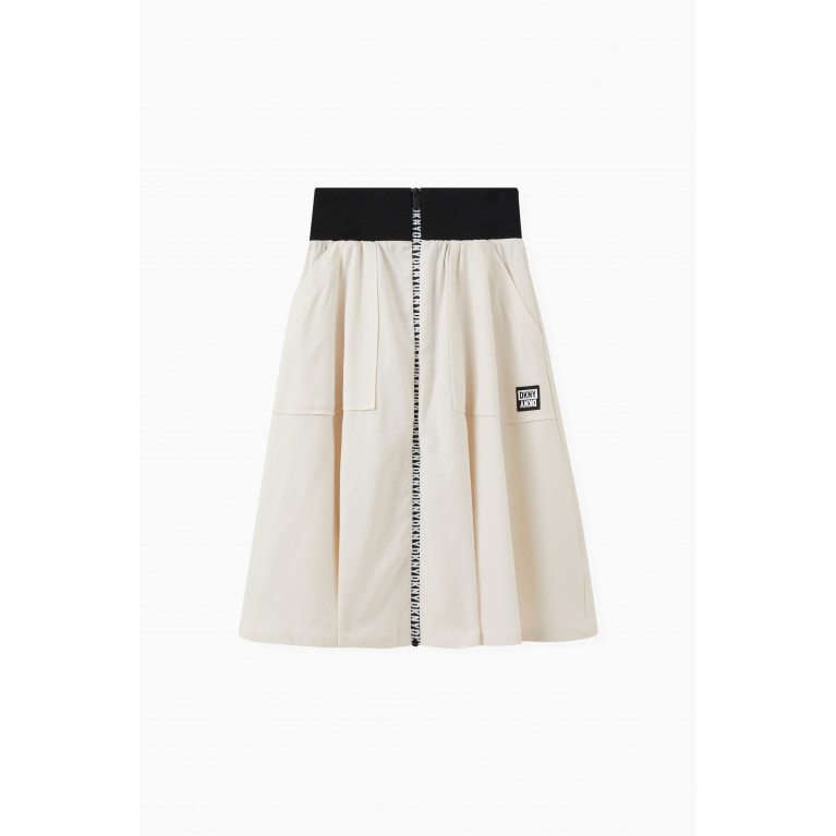 DKNY - Logo-patch Zipped Midi Skirt in Lyocell-blend