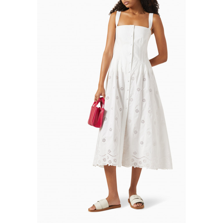 Chloé - Broderie Anglaise Midi Dress in Organic Cotton