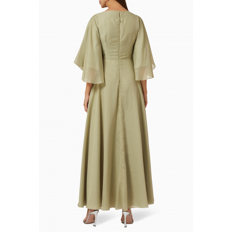 Moonoir - Sequin Embellished Maxi Dress in Linen & Organza
