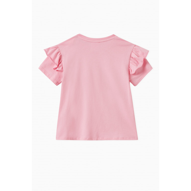 Givenchy - Logo-print Ruffled T-shirt in Cotton-jersey Pink