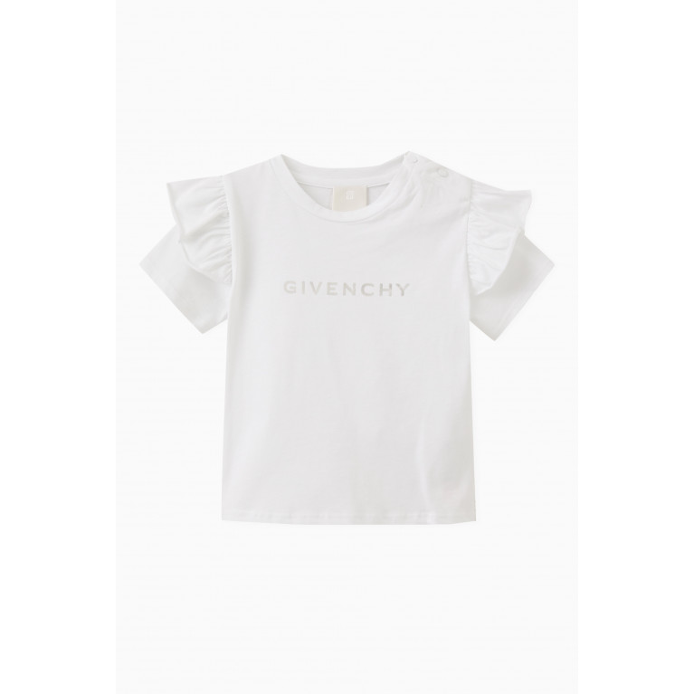 Givenchy - Logo-print Ruffled T-shirt in Cotton-jersey White