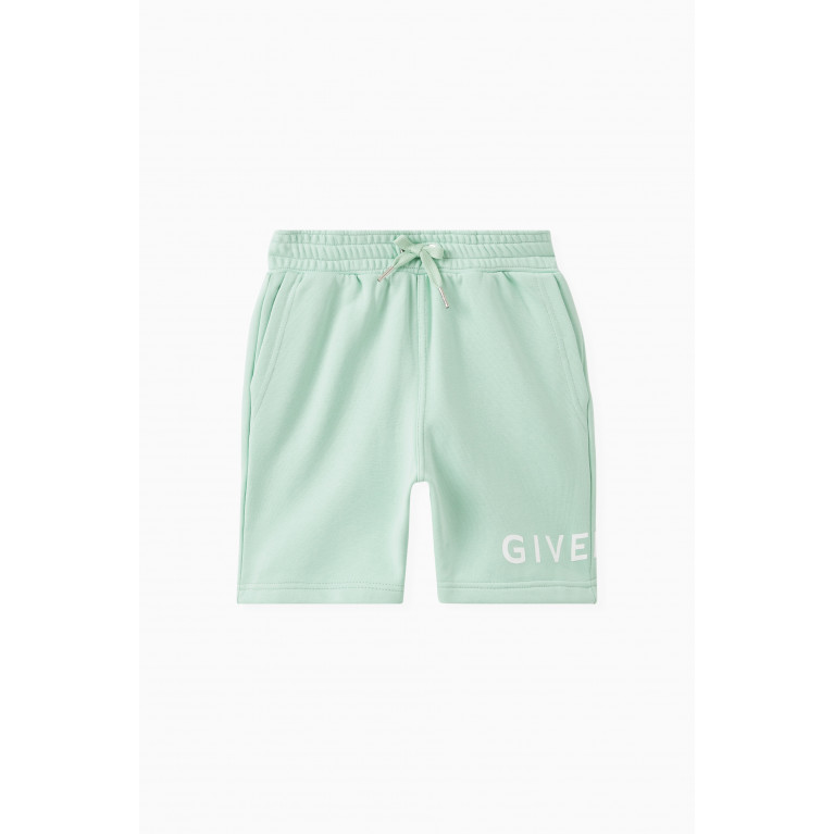 Givenchy - Logo Detail Shorts in Cotton Blend Green