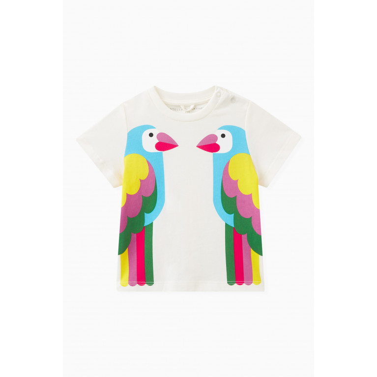 Stella McCartney - Double Parrot Print T-shirt in Organic Cotton Jersey