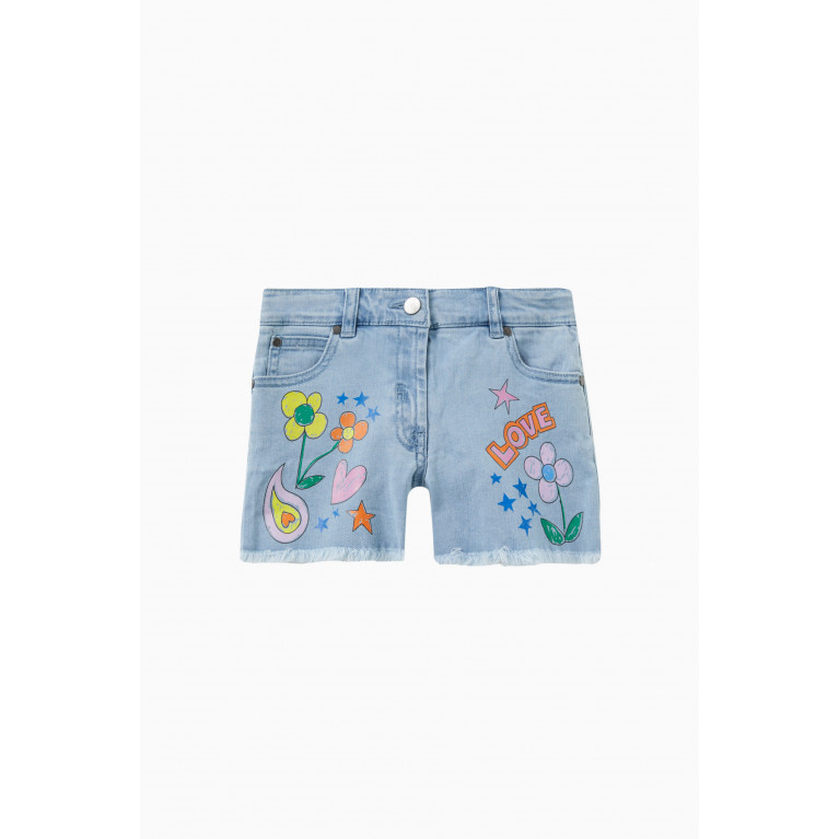 Stella McCartney - Floral Print Shorts in Denim