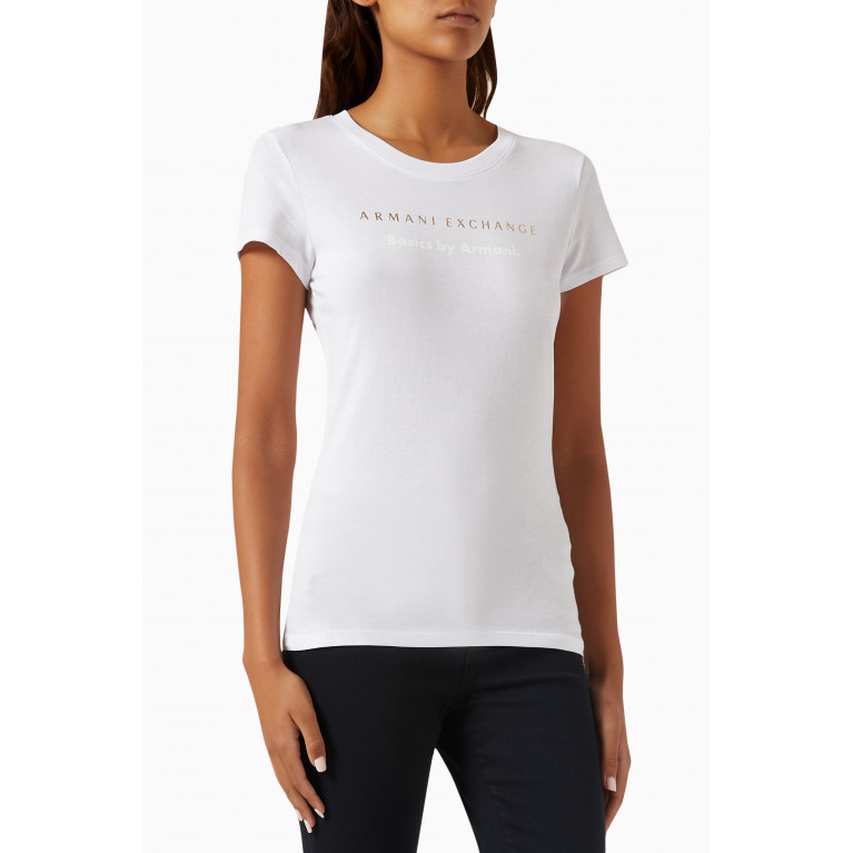 Armani Exchange - Slim Logo T-shirt in Cotton-jersey White