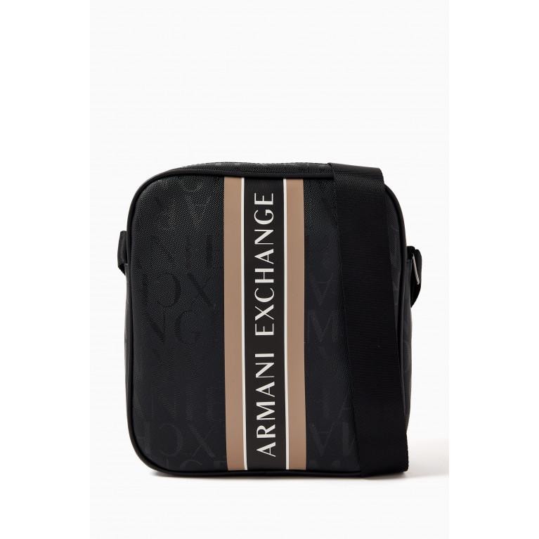Armani Exchange - All-over Logo Crossbody Bag in Canvas