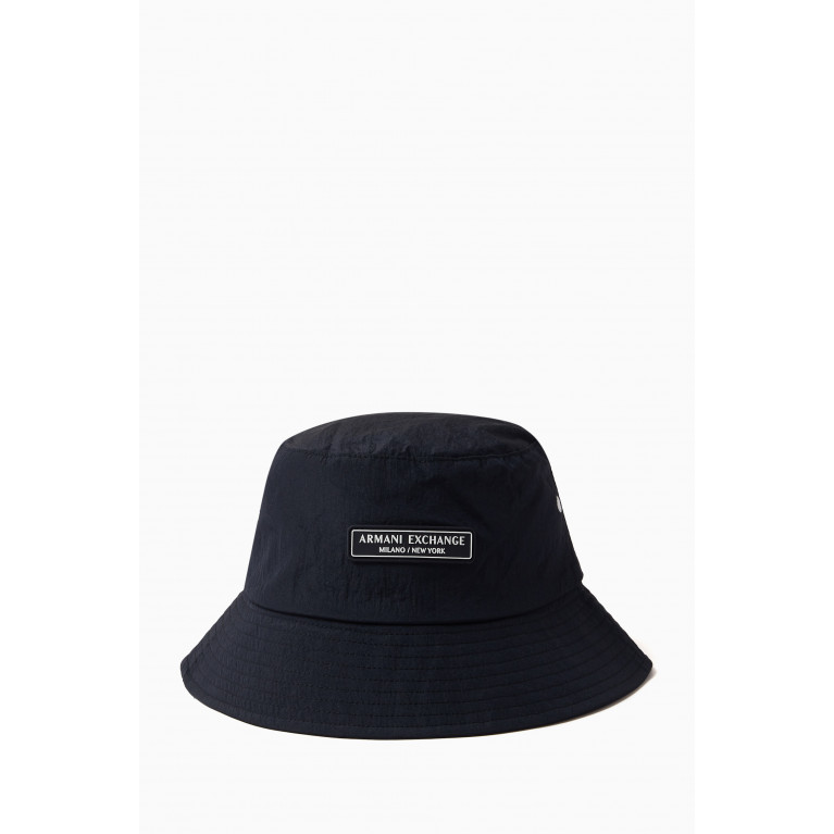 Armani Exchange - Logo Patch Bucket Hat in Cotton Blue