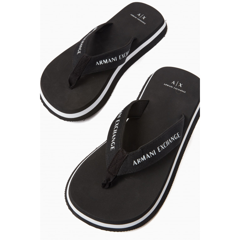 Armani - Bali AX Logo Slippers in Grosgrain & Rubber