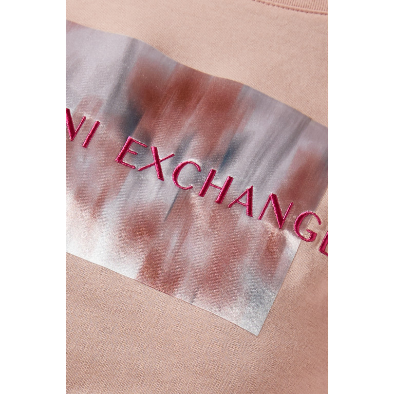 Armani Exchange - Secret Garden Print T-shirt in Cotton Jersey Pink