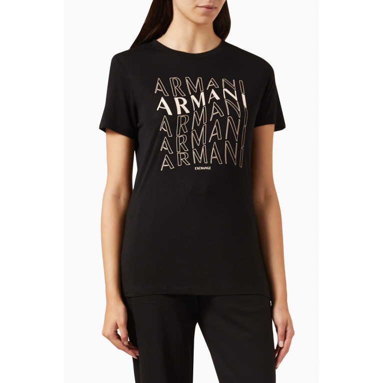 Armani - Signature Logo T-shirt in Jersey Black