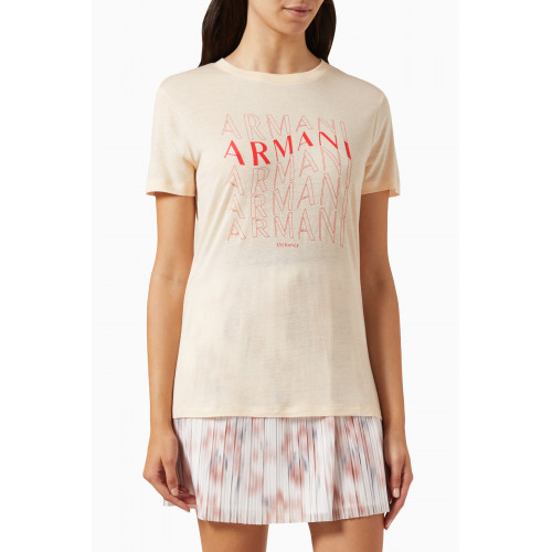 Armani - Signature Logo T-shirt in Cotton Neutral