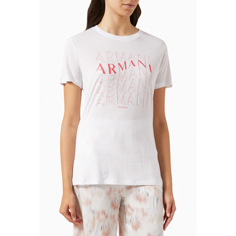 Armani - Signature Logo T-shirt in Cotton White