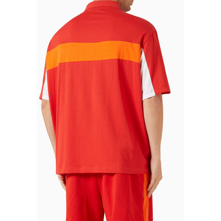 Armani Exchange - Colourblock Logo Tape Polo Shirt in Cotton Orange