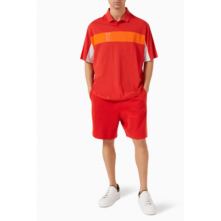 Armani Exchange - Colourblock Logo Tape Polo Shirt in Cotton Orange