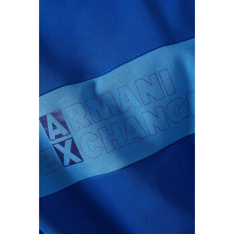 Armani Exchange - Colourblock Logo Tape Sweatshirt in Cotton Fleece Blue