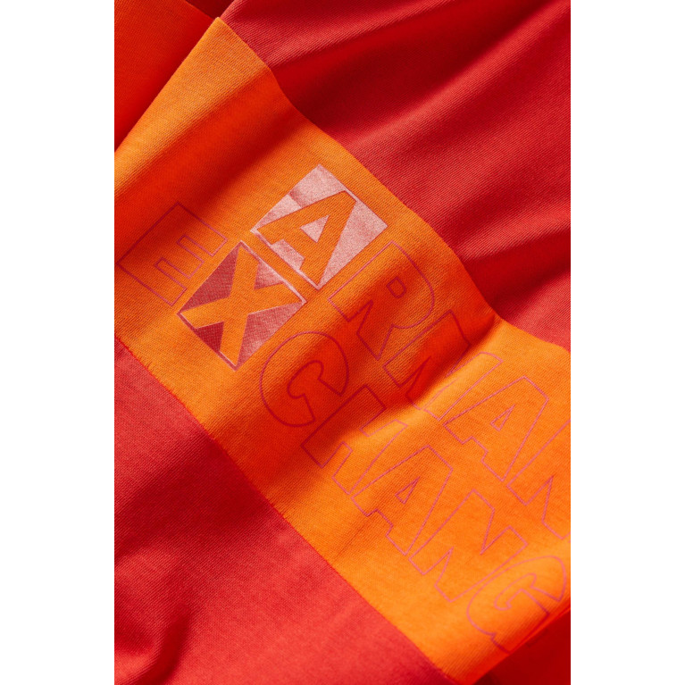 Armani Exchange - Colourblock Logo Tape T-shirt in Cotton Orange