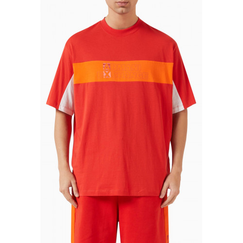 Armani Exchange - Colourblock Logo Tape T-shirt in Cotton Orange