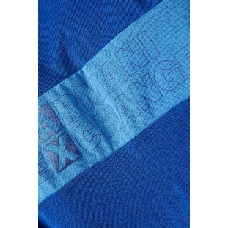 Armani Exchange - Colourblock Logo Tape T-shirt in Cotton Blue