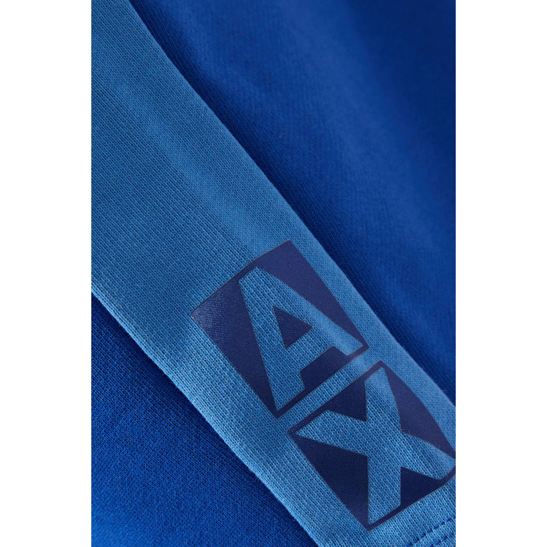 Armani Exchange - Colourblock Logo Sweatshorts in Cotton Fleece Blue