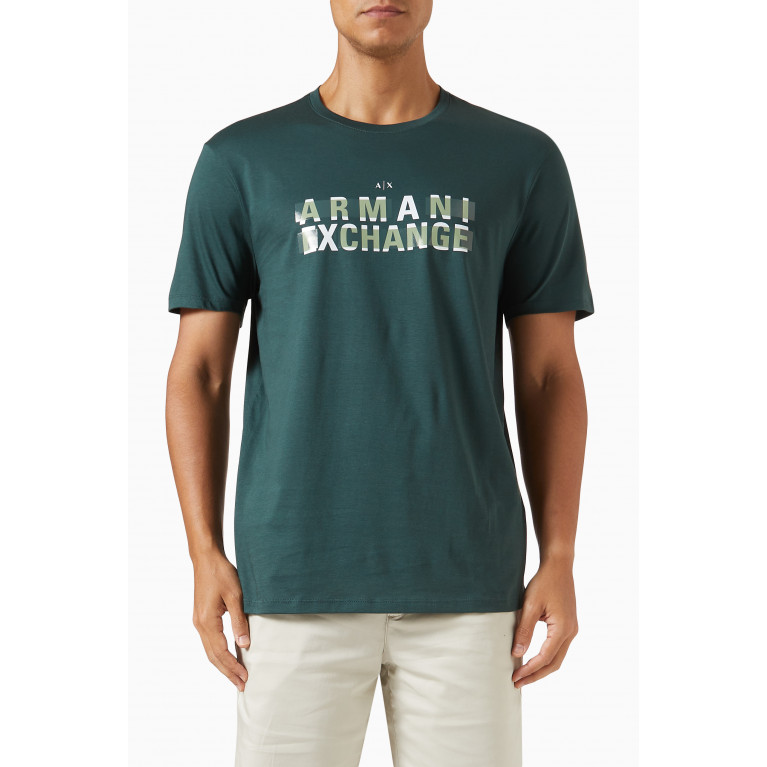 Armani Exchange - Graphic Logo T-Shirt in Cotton Green