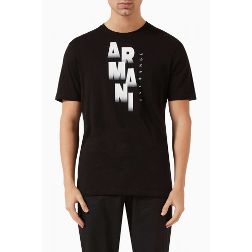 Armani Exchange - Graphic Logo Print T-shirt in Cotton Jersey Black