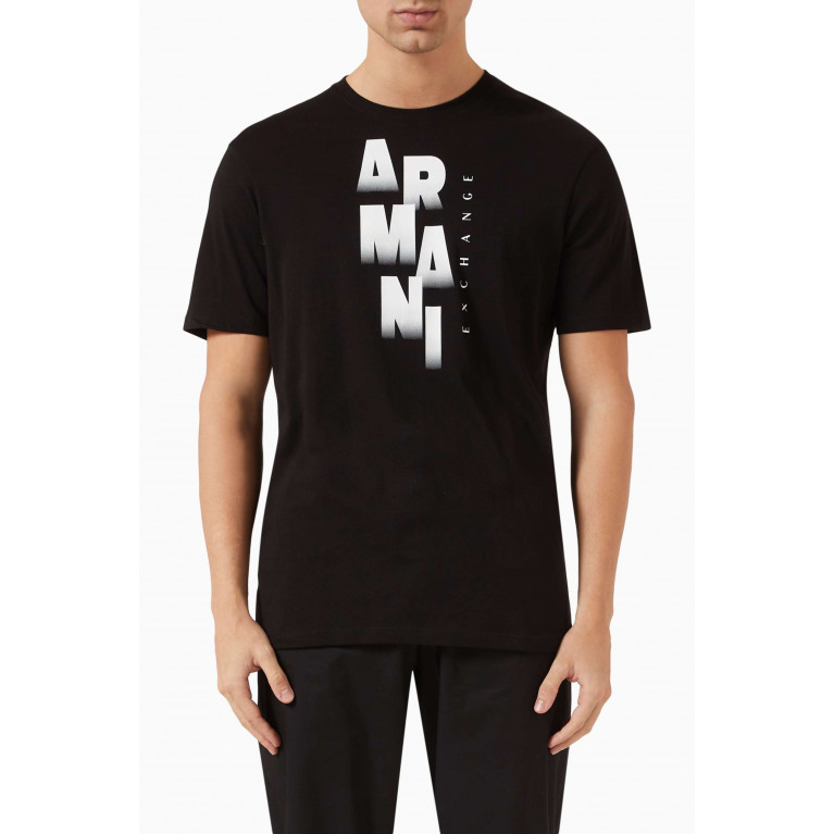 Armani Exchange - Graphic Logo Print T-shirt in Cotton Jersey Black