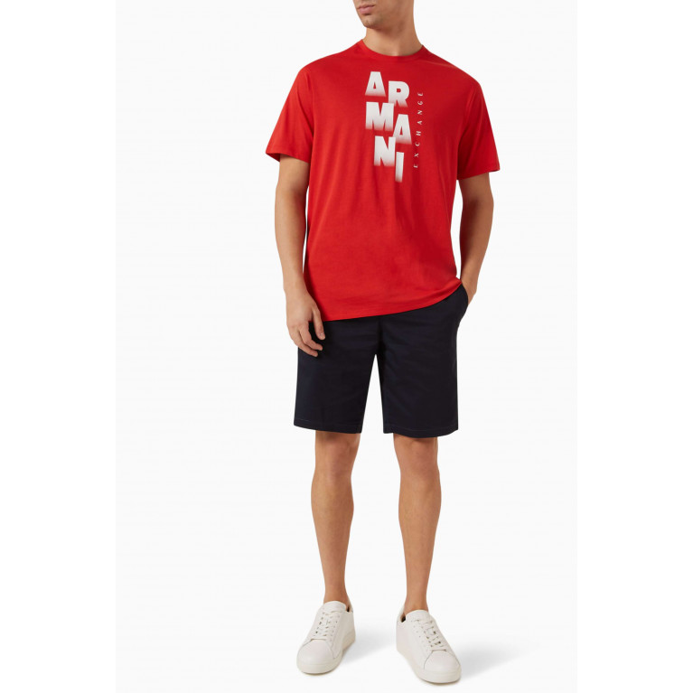 Armani Exchange - Logo Print T-shirt in Cotton Jersey Red