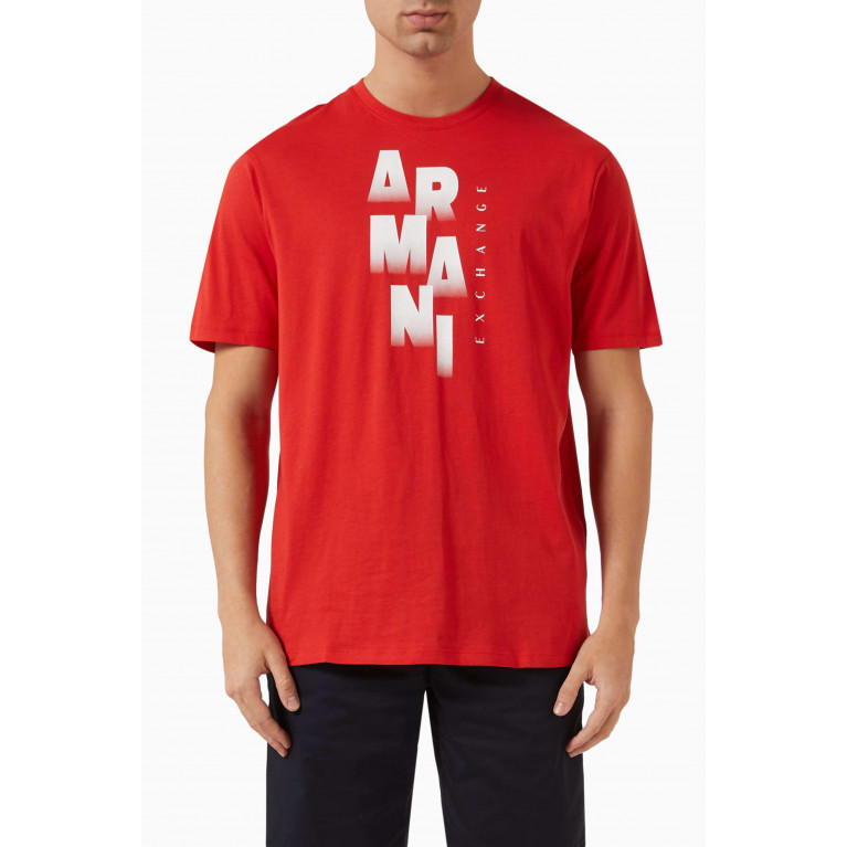 Armani Exchange - Logo Print T-shirt in Cotton Jersey Red