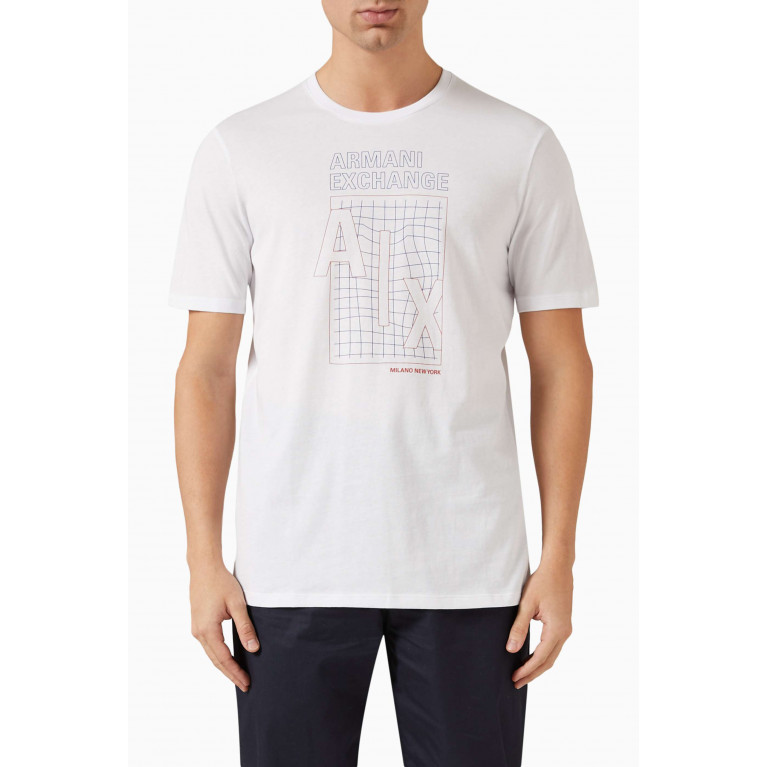 Armani Exchange - Graphic Logo Print T-shirt in Cotton Jersey White