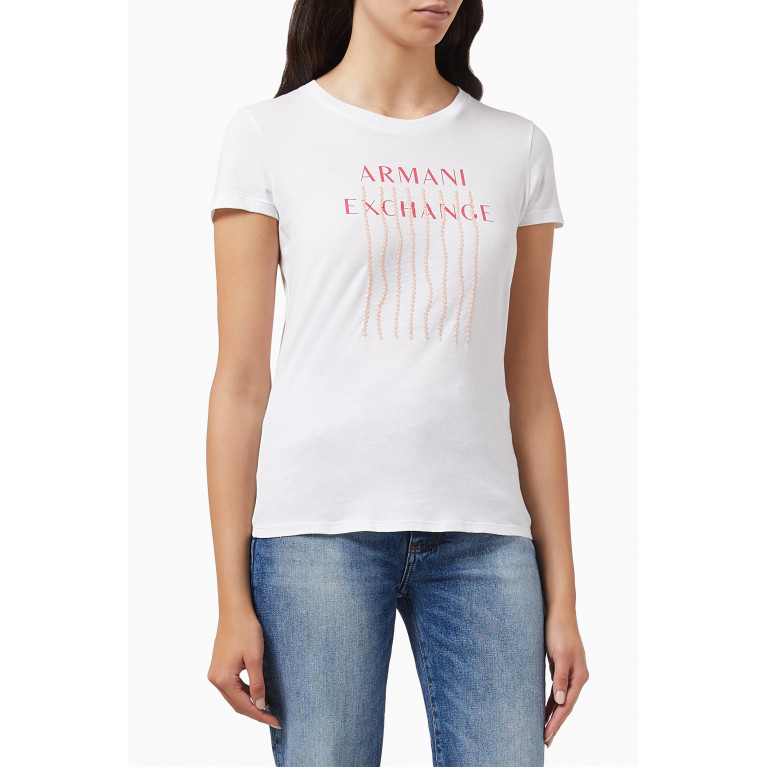 Armani Exchange - Wave Logo T-shirt in Cotton White