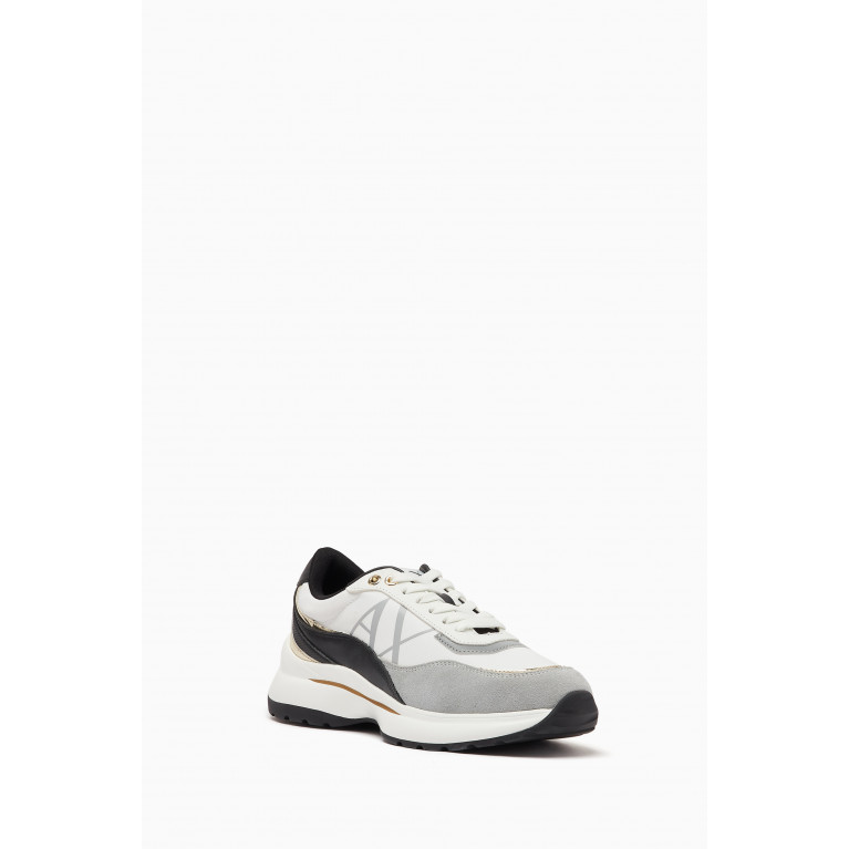 Armani - AX Metallic Low-top Sneakers in Leather Grey