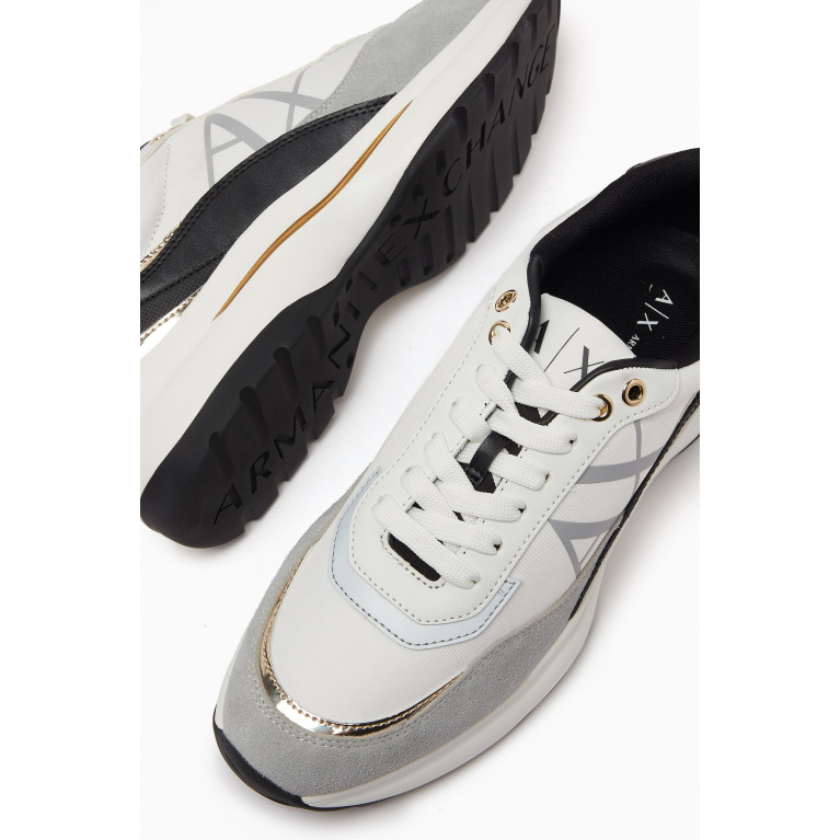 Armani - AX Metallic Low-top Sneakers in Leather Grey