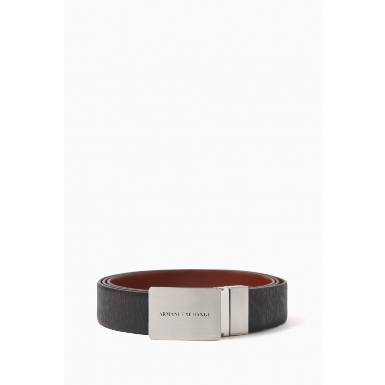 Armani Exchange - Two Tone Reversible Belt with Logo Plate