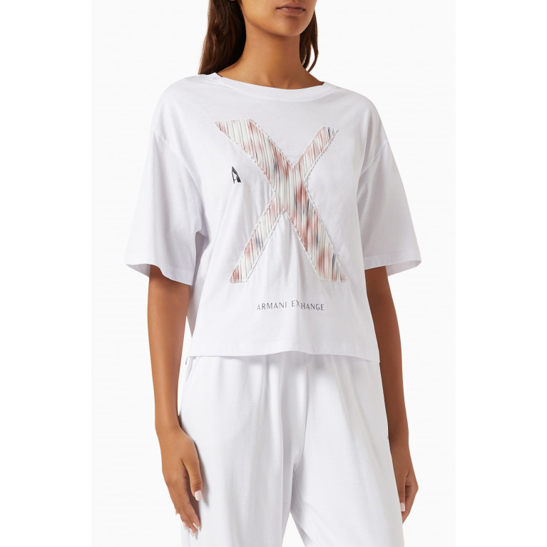 Armani Exchange - Secret Garden Cropped T-shirt in Jersey White