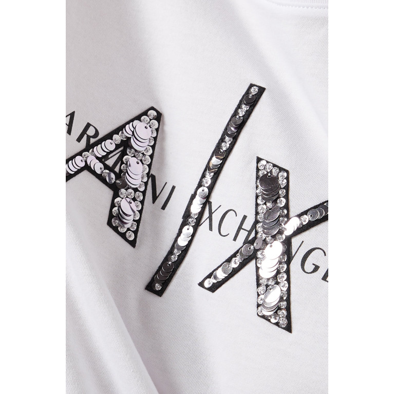 Armani Exchange - Logo Embellished T-shirt in Cotton White