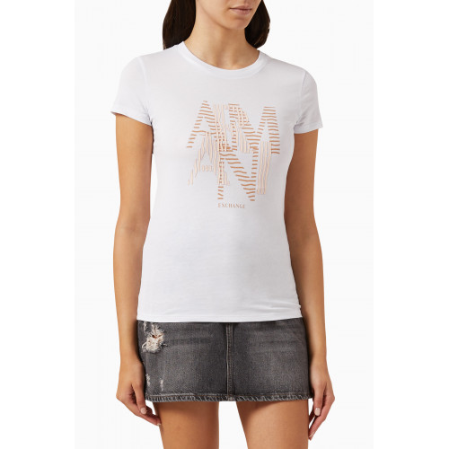 Armani - Faded Waves Logo T-shirt in Jersey White