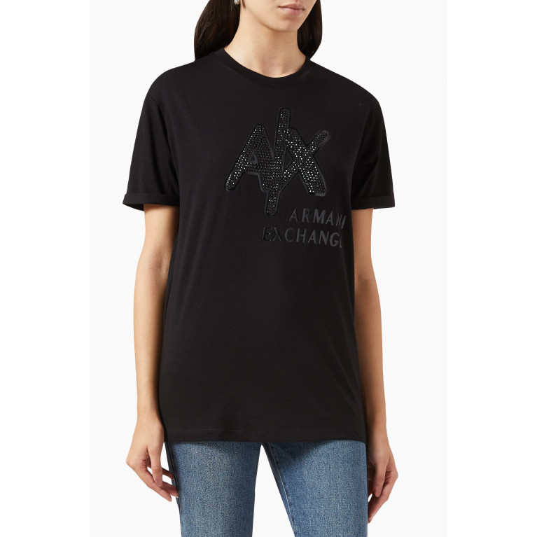 Armani Exchange - AX Bold Logo T-shirt in Cotton Jersey Black