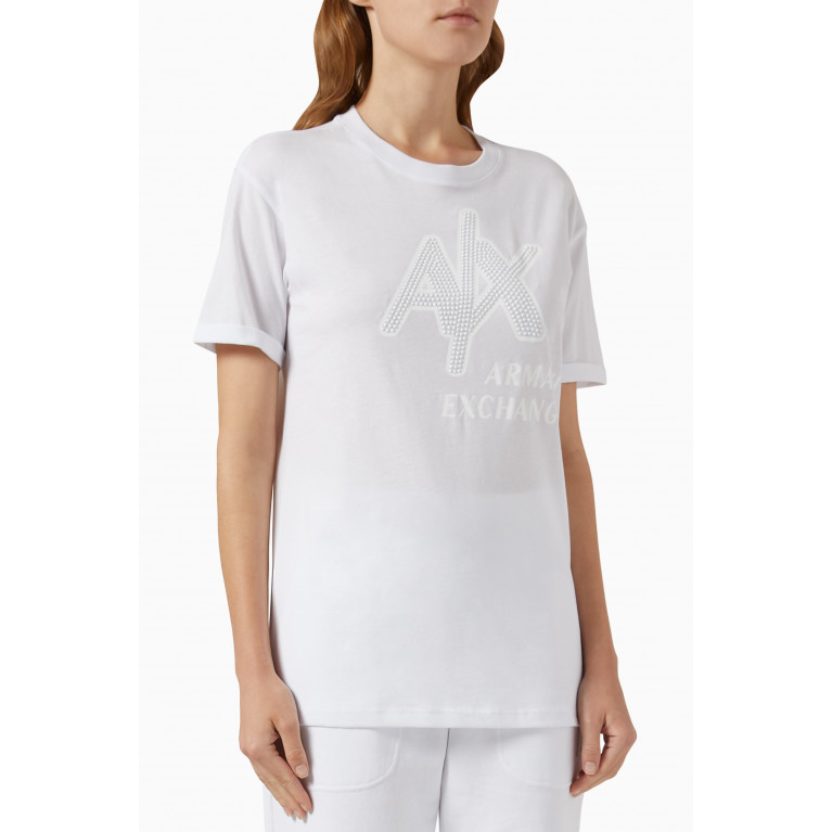 Armani Exchange - AX Bold Logo T-shirt in Cotton Jersey White