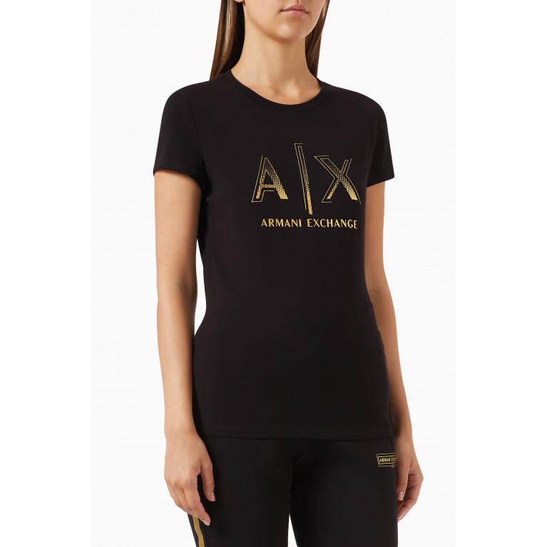 Armani Exchange - Foil Logo T-shirt in Jersey Black