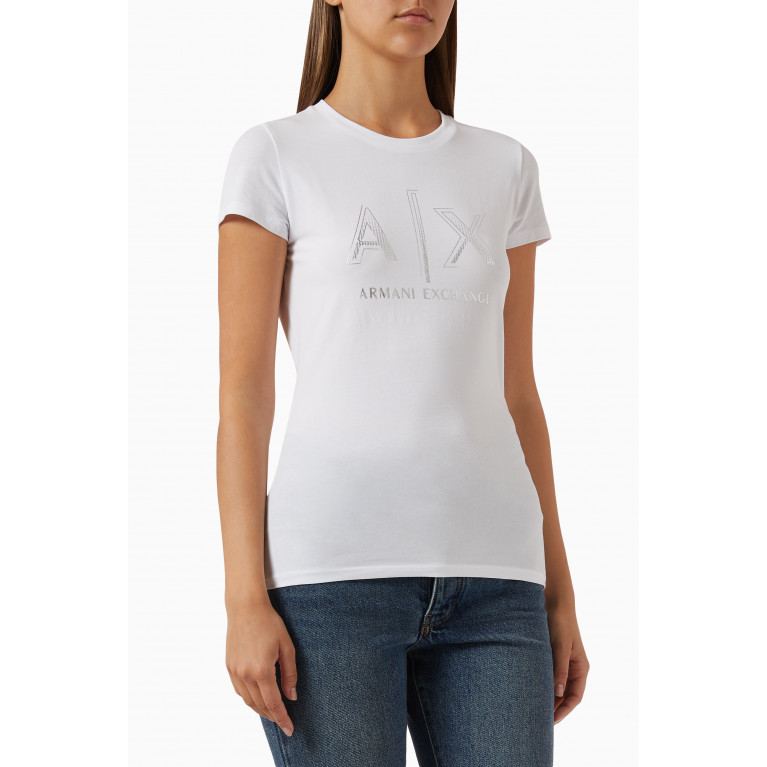 Armani Exchange - Foil Logo T-shirt in Jersey White