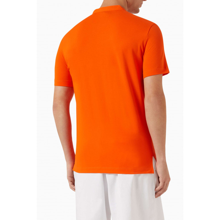 Armani Exchange - Floral Print Polo Shirt in Cotton Stretch Orange