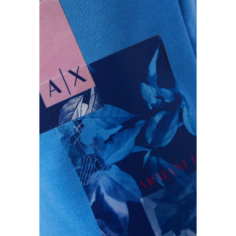 Armani Exchange - Floral Print Sweatshorts in Cotton Blend Blue
