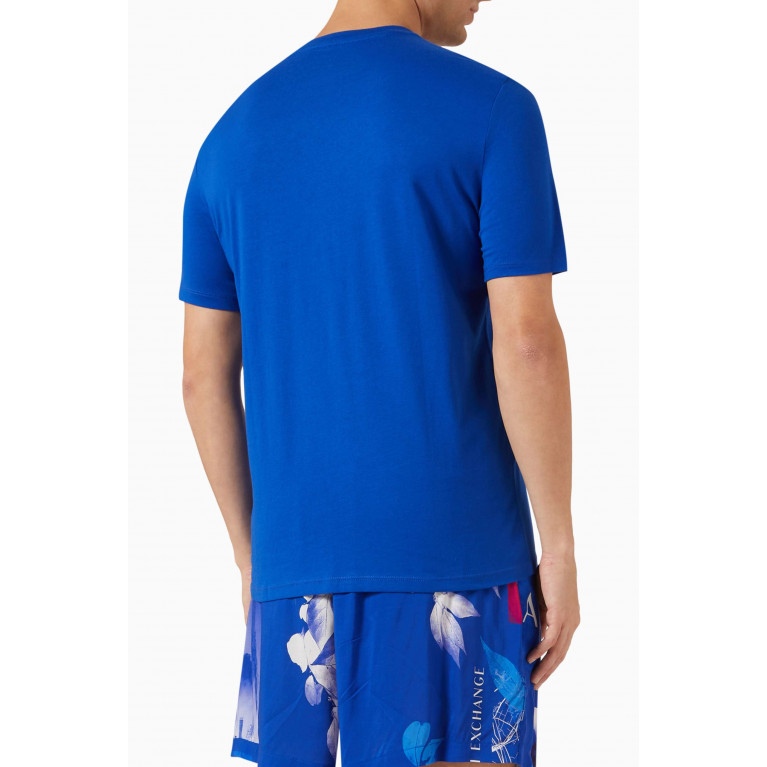 Armani Exchange - Floral Print T-shirt in Cotton Jersey Blue