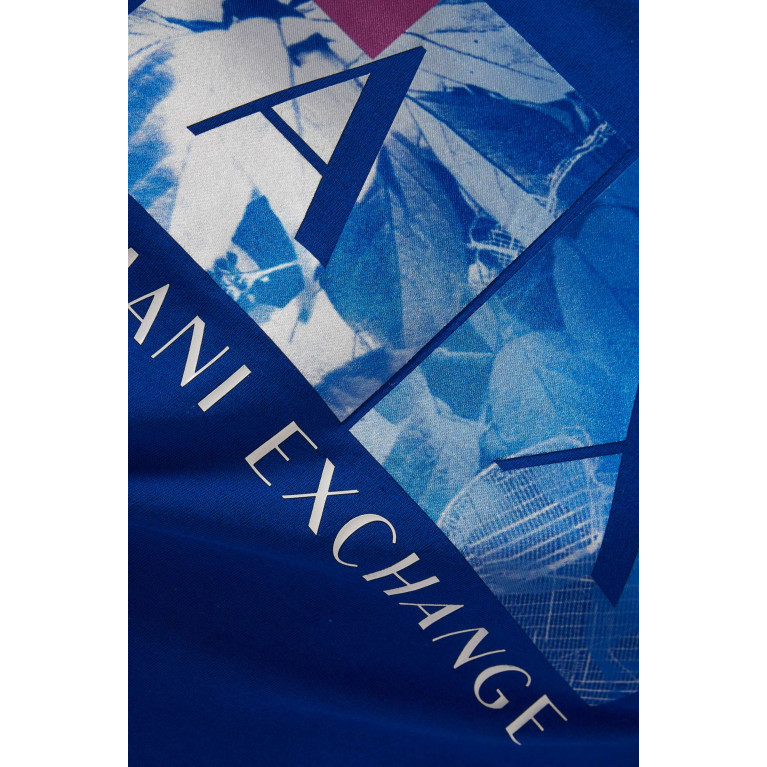 Armani Exchange - Floral Print T-shirt in Cotton Jersey Blue