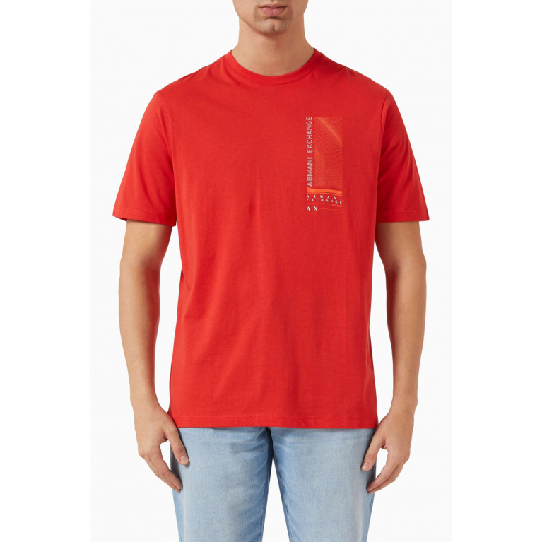 Armani Exchange - Graphic Logo T-shirt in Cotton Jersey Red