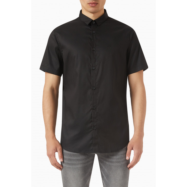 Armani Exchange - Slim Fit Logo Shirt in Cotton Black